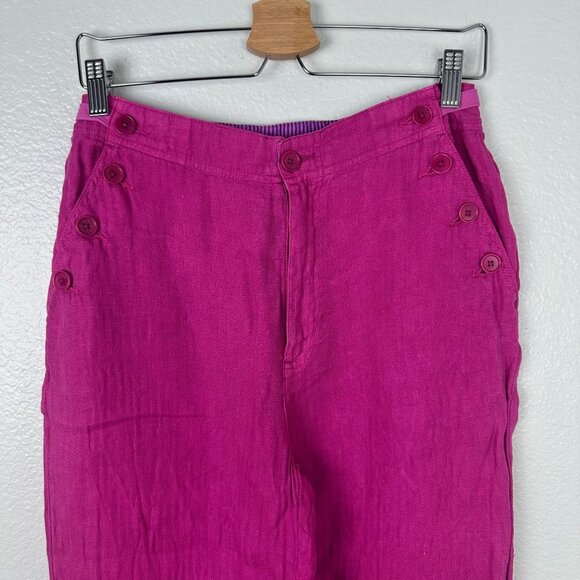 Sundance Oaklee Easy Linen Pants 6 Fuchsia Pink High Rise Straight Leg - Picture 3 of 10